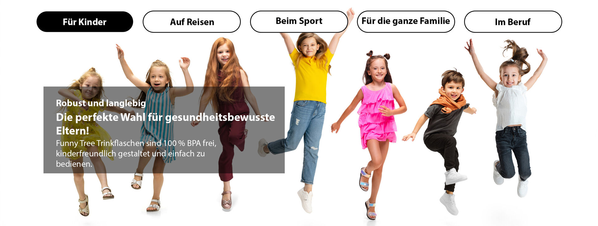 Bunte Funny-Tree BPA-freie Tritan-Trinkflaschen